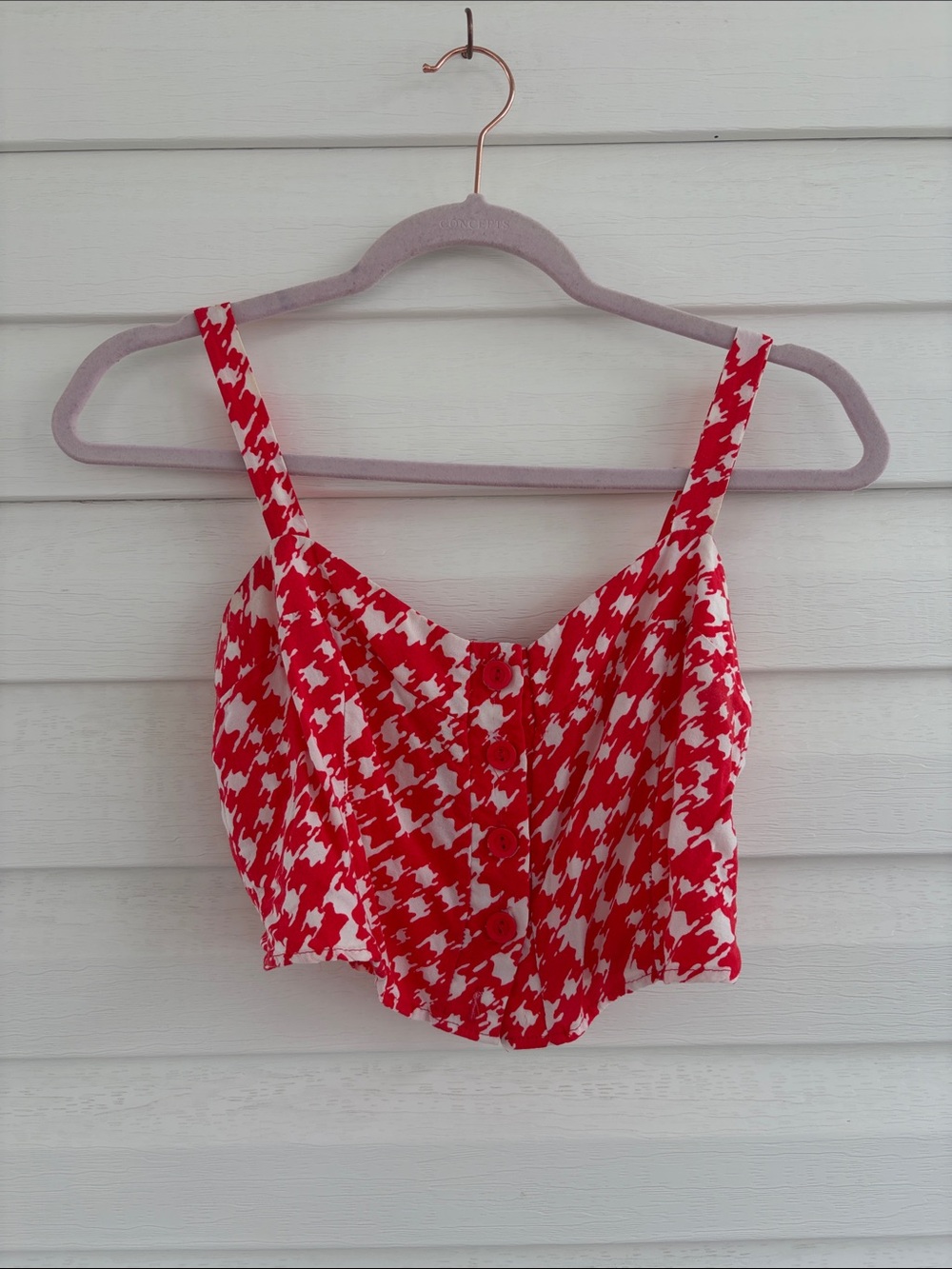 Charlotte Russe Red & White Houndstooth Corset Crop Top | Bustier | Y2K Coquette